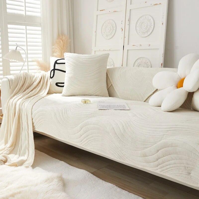 Nordic Solid Color Universal Sofa Cover for Living Room Non-slip Sofa Cushion Couch Towel Thicken Plush Sofa Towel Home Decor
