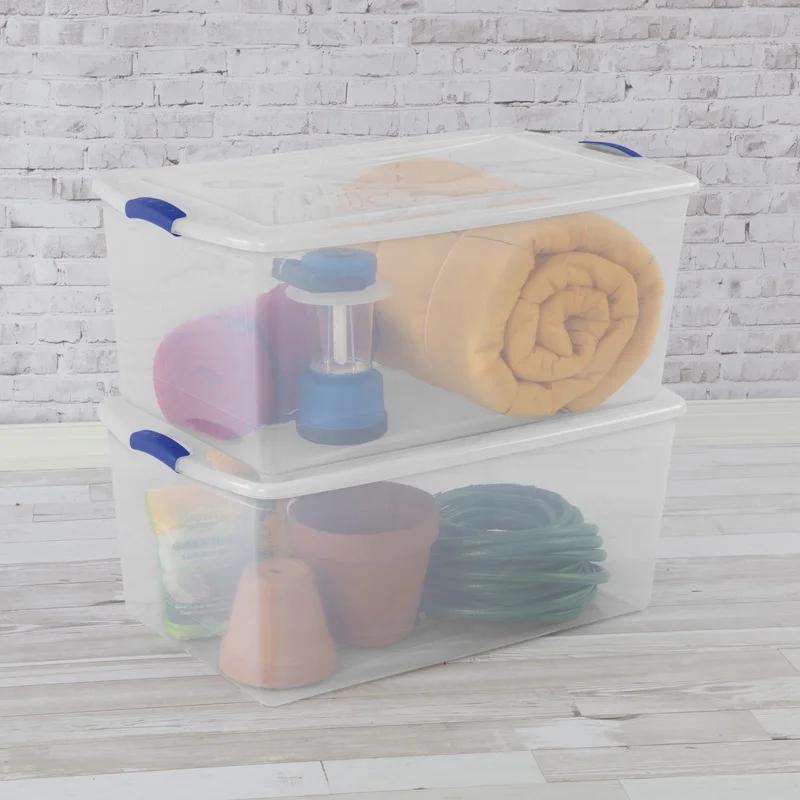 Clear Plastic Storage Bin with Latching Lid Stackable Organizing Container Blankets Clothing Seasonal Items Ideal Home Office