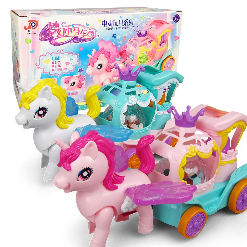 Pony Trailer Children's Early Education Educational Toys Electric Light Music Colorful Universal Animal Toys