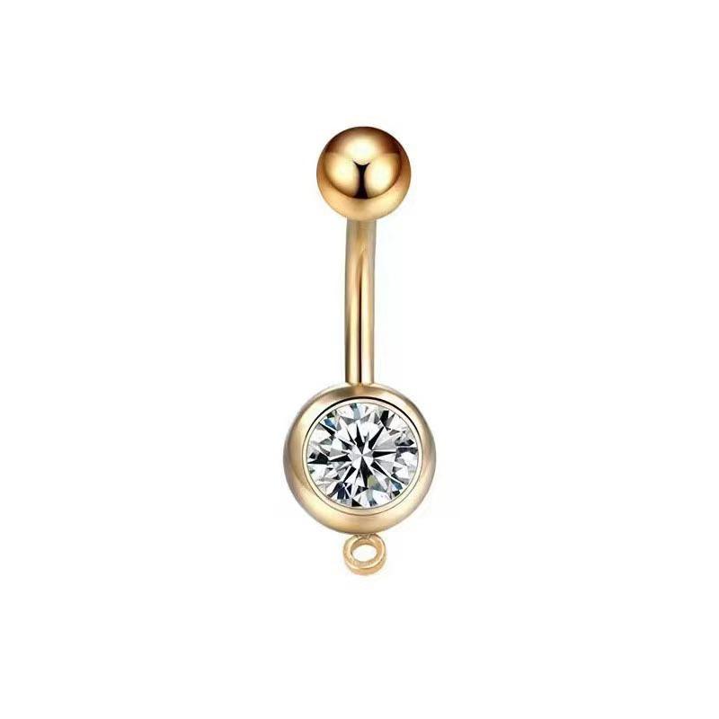Exotic Butterfly Heart Bow Zircon Inlaid Navel Ring, 316 Stainless Steel, European & American Style