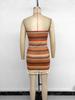 European & American 2026 Ethnic Style Strapless Striped Bodycon Holiday Dress