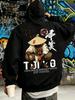 Men's Autumn Wandering Warrior Letter Print Soft and Comfortable Hooded Sweatshirt Outdoor Urban Street Top