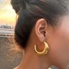 Vintage Gold Color C-shaped Half Moon Hoop Earrings for Women Fashion Metal CCB Glossy Geometric Chunky Earrings Jewelry