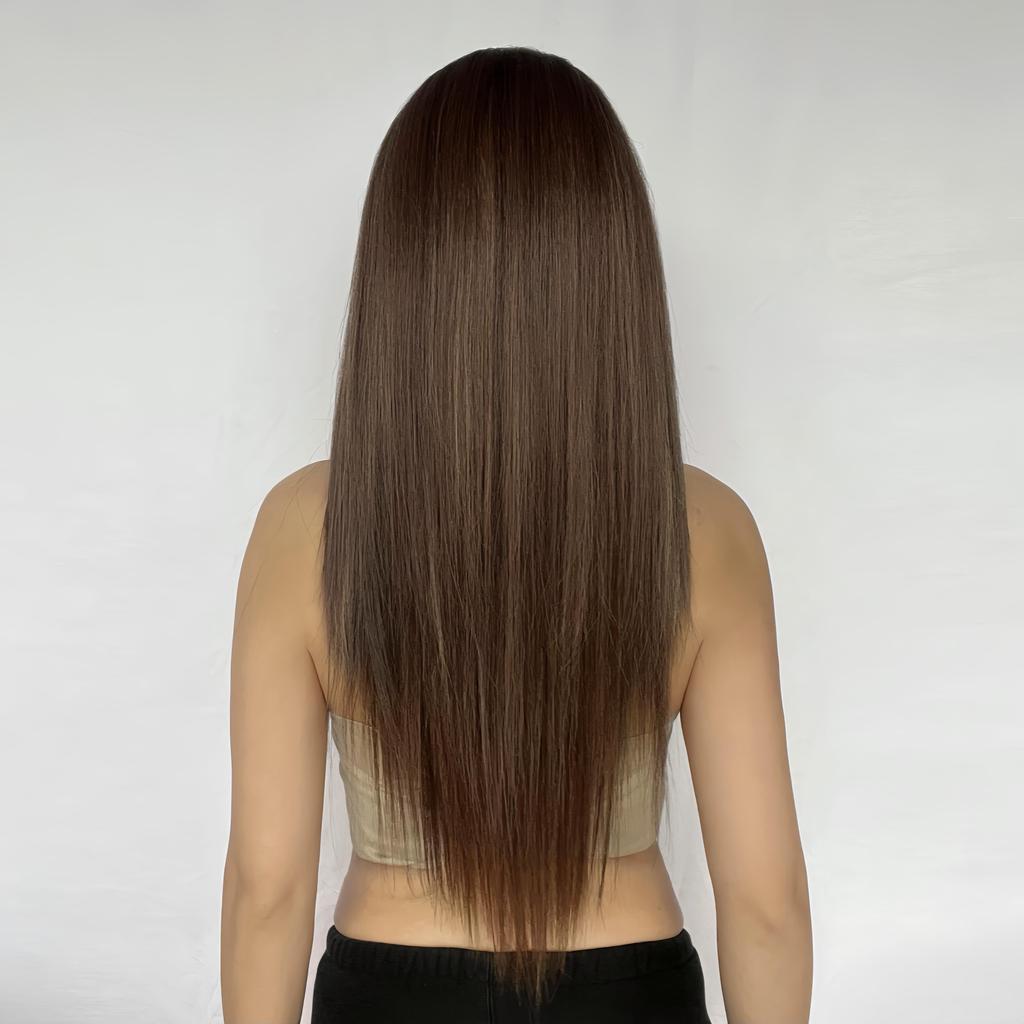 ALAN EATON Lace Front Wigs Long Straight Hair Dark Brown Wig Daily Use Party Wig for White Women Heat Resistant