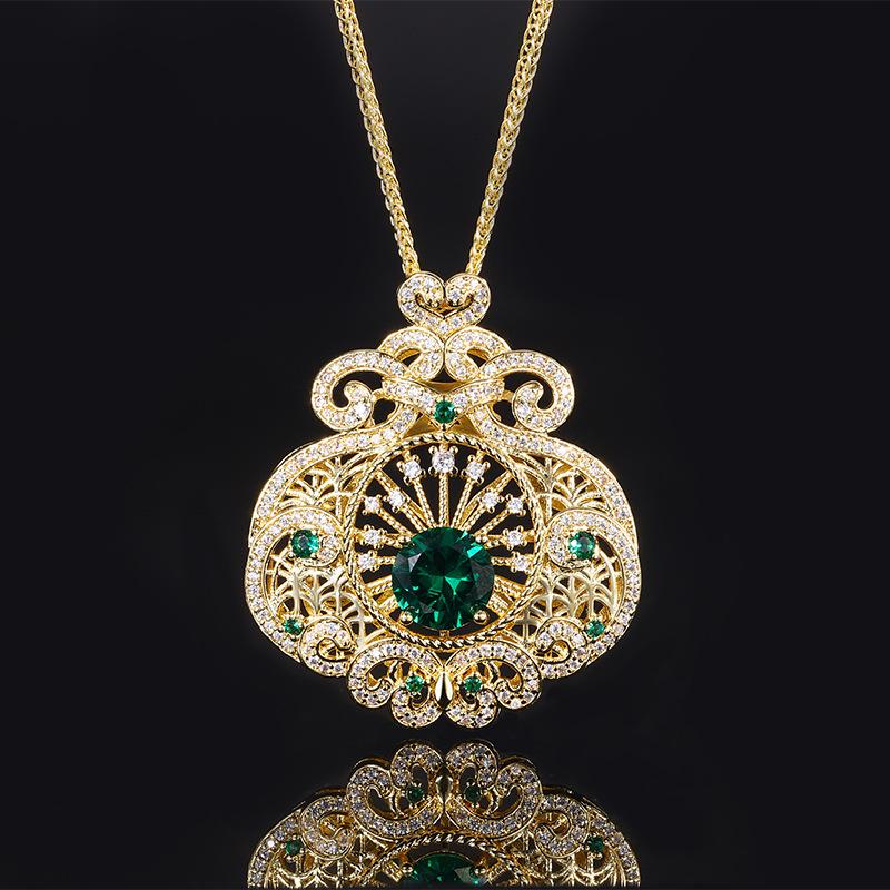 

Ювелирные изделия Имитация Цветной Сокровище Золото Ретро Изысканное Круглое Полое Подвеска Ожерелье Основной 9 мм