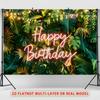 Hawaiian Tropical Birthday Party Banner, Palm Leaf Polyester Backdrop for Home Room Wall Decor