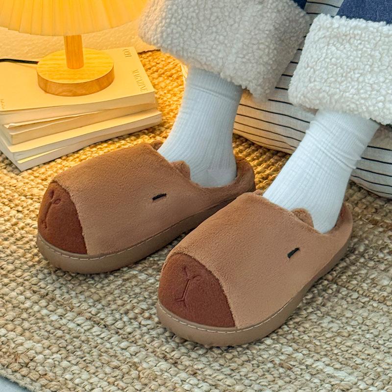 Cartoon cotton slippers winter new baotou indoor cute kapibara home couple cotton mop