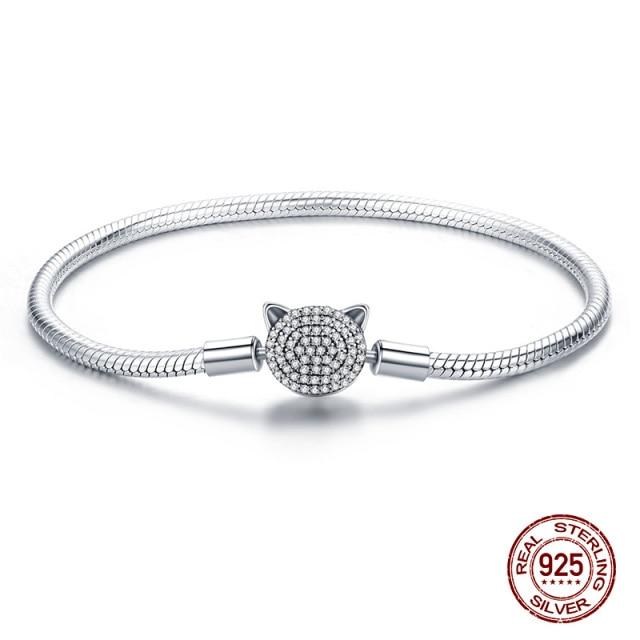 925 Sterling Silver Bracelet –Barrel Snap Clasp ,Cubic Zirconia ,Bangle Bracelet ,Chain Bracelet ,Charm ,Sizes 17 –21