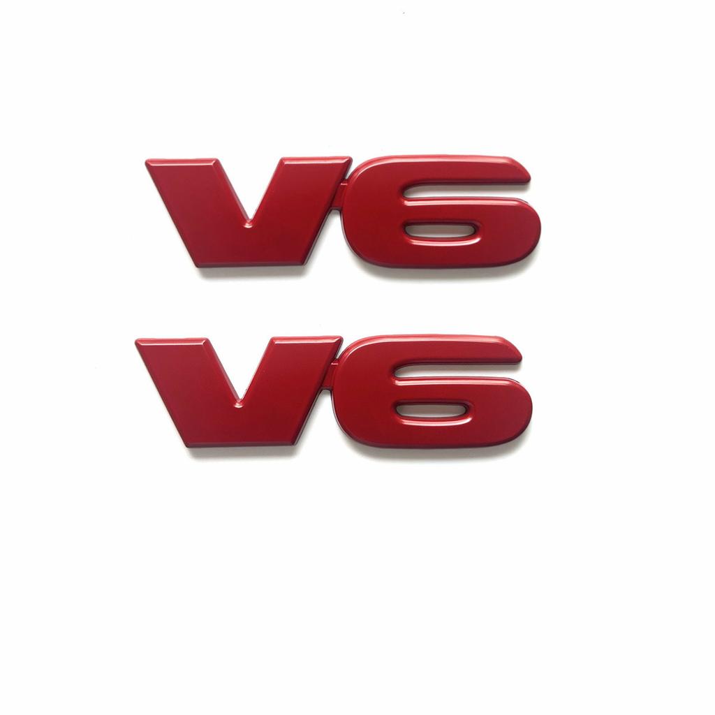 V6 Car Trunk Rear Side Emblem Badge Sticker 3D Silver Matte Black For Car Motorcycle Truck SUV