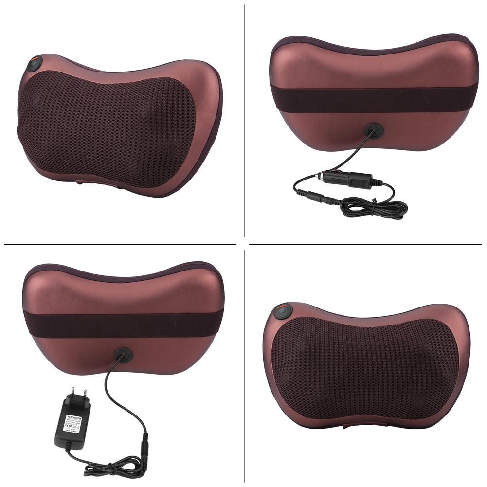 8 Kneading Rollers Heating Neck Shoulder Back Massage Pillow Cushion Brown European Standard