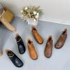 Johnature Retro Short Boots With Side Zipper Genuine Leather Soft Sole Comfortable Women's Shoes
