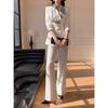 Chinese Style Spring 2 Piece Sets Women Elegant Embroidery High End Frog Button Jacket White Flared Pants