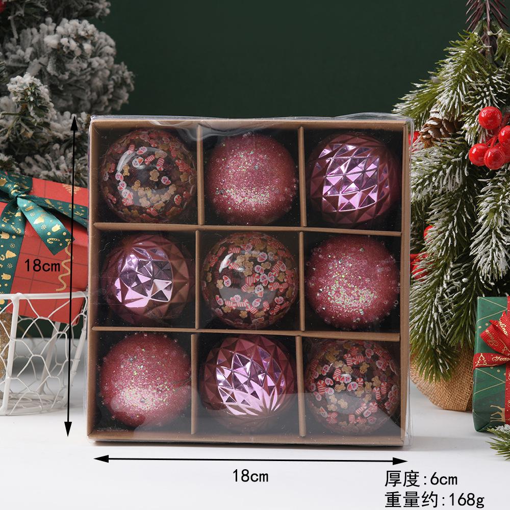 9Pcs 6CM Christmas Decoration Plastic Ball Hanging Xmas Tree Pendant Balls for Home Decor Party New Year Ornament Gift Accessory