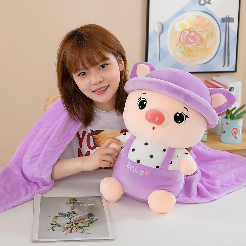 Adorable Cute Pig Plush Toy Air Conditioning Blanket Pillow For Girls Gift
