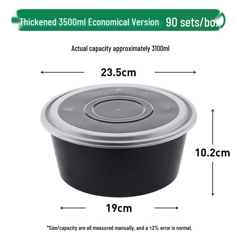 Black Round Disposable Food Containers: Thickened Soup and Fast Food Bowls