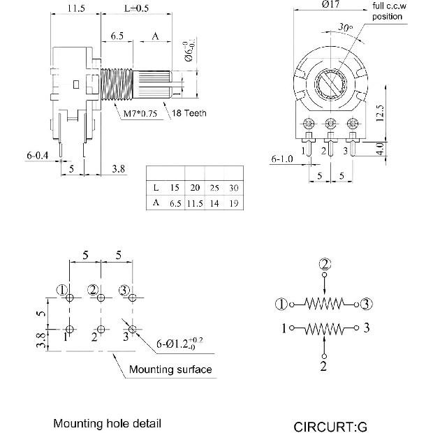 5Pcs WH148 Potentiometer 100K Ohm Variable Resistors 6-Pin 15mm Shaft Dual Linear Potentiometers for Audio Volume Control, Light Dimming, Motor Speed