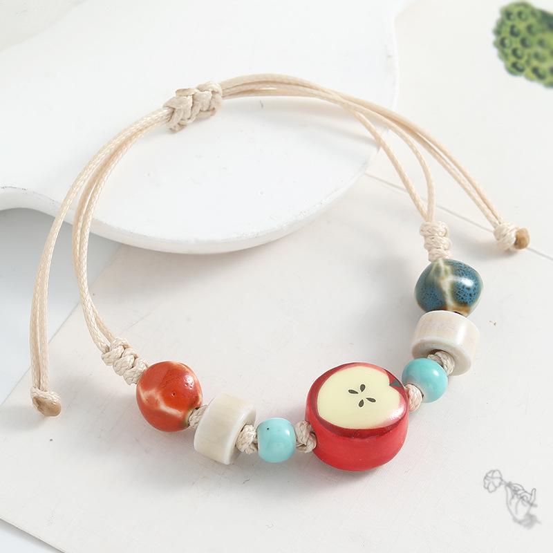 Mori Style Apple Conch Ceramic Beaded Bracelet - Versatile Christmas Ornament for Students