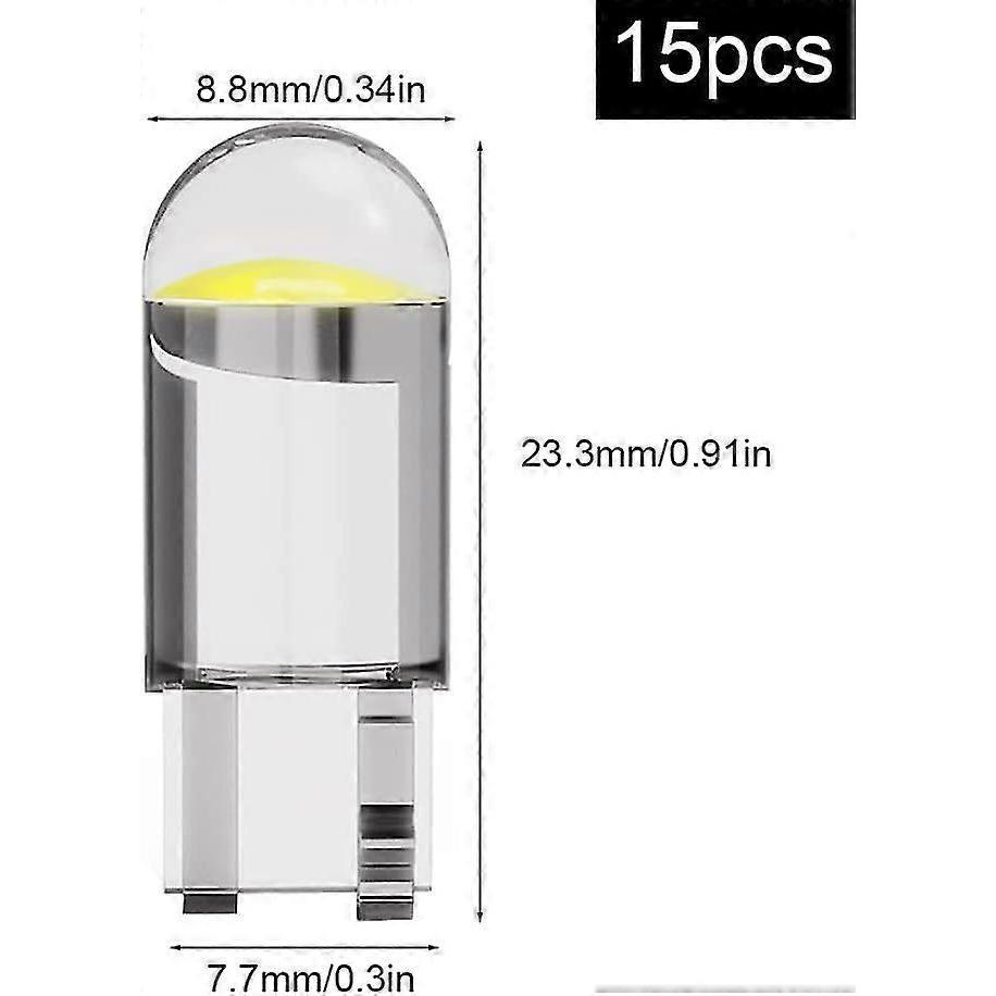 15 Pcs T10 Led Side Light Bulb White W5w 501 168 194 Led Bulbs Number Plate Light For Car Bulbs Cool White 6000k - DD