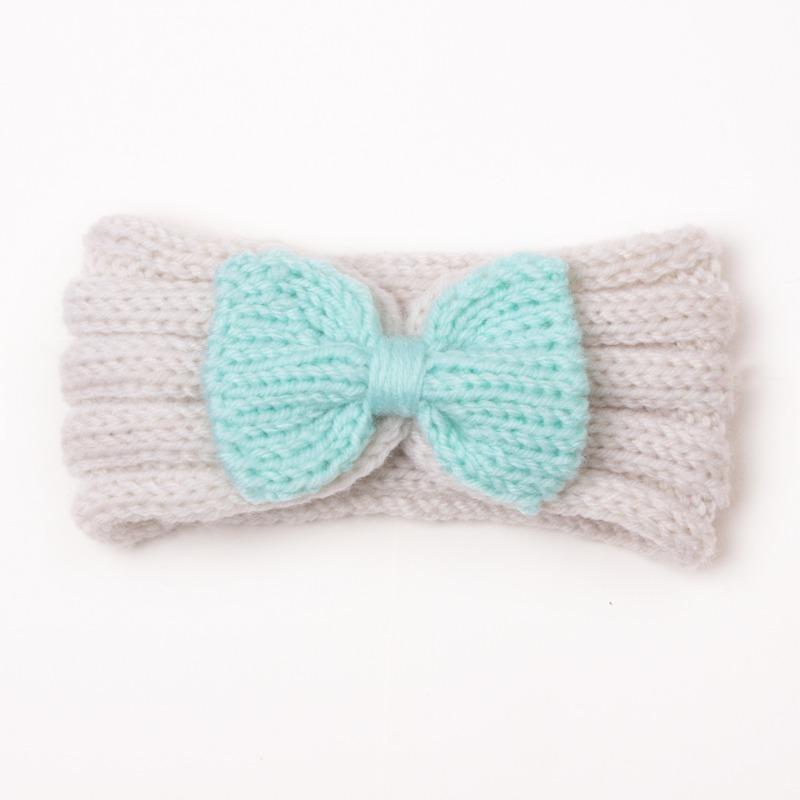 Autumn and winter warm children's contrasting color knitted wool hair accessories, baby solid color bow headscarf, baby headband