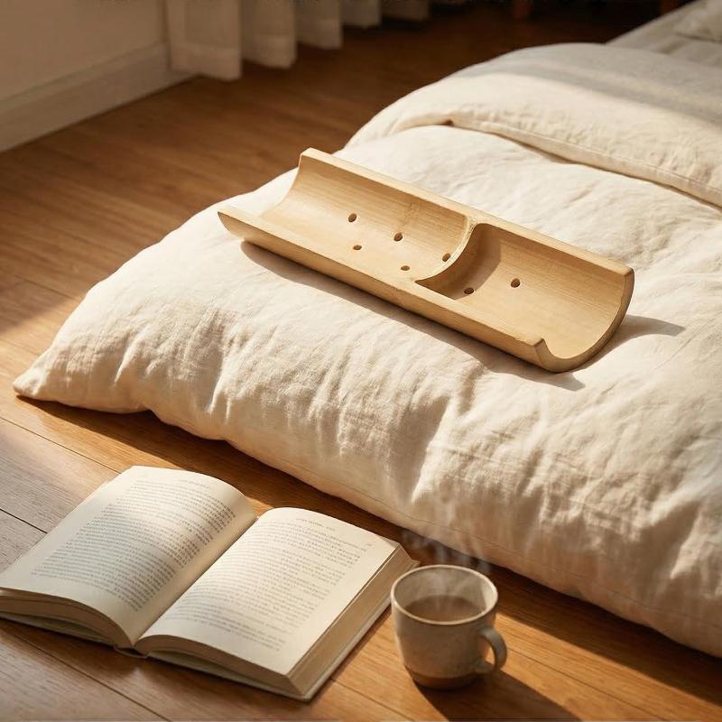 1Pcs Breathable Perforated Hand Polished Hollow Bamboo Lumbar Support Cushion U Shape Bamboo Neck Pillow Ergonomic Curved