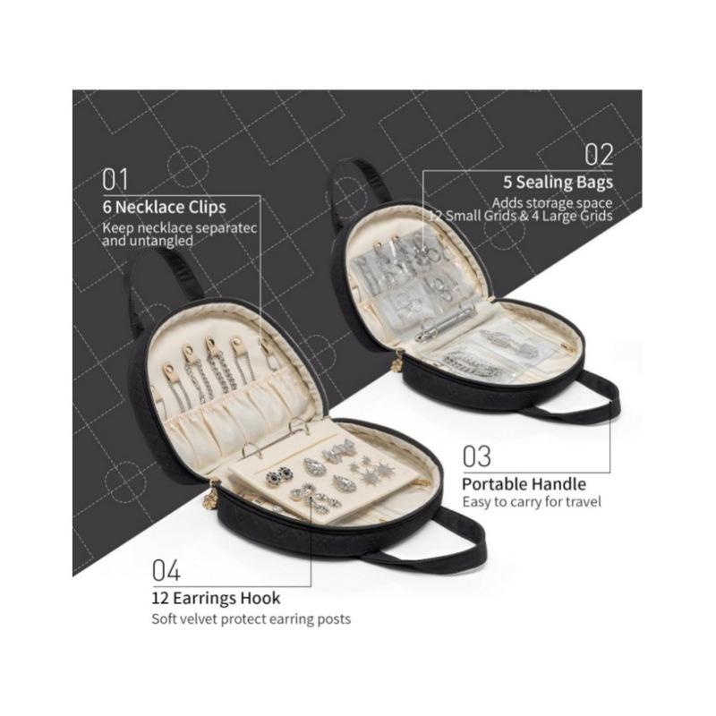 Travel Storage Box Jewelry Storage Bag Binder with Jewelry Bag Transparent Brochure Zipper Storage