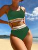 New bikini two-piece high-waisted webbing triangular slim swimsuit for women