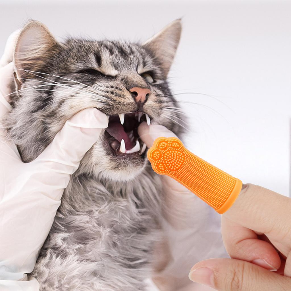 Silicone Pet Toothbrush, Cat Dog Finger Toothbrush, Pet Oral Cleaning Finger Cover