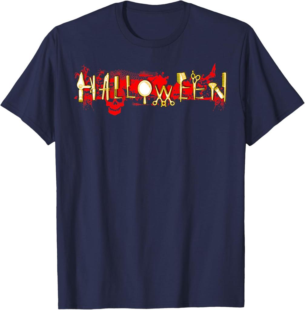 Halloween Hair Stylist Barber Tools Graphic Cotton Crew Neck TShirt Casual Gift