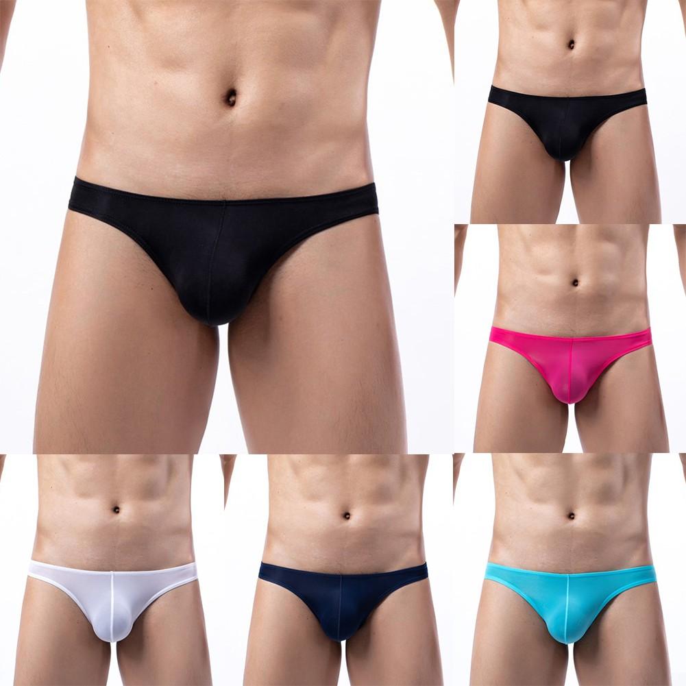 Thin Men Underwear Underpants White/Black/Rose Red/Sapphire