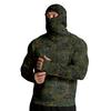Men Digital Camouflage Print Long Sleeve Hooded Pullover with Integrated Face Covering for Outdoor Activities