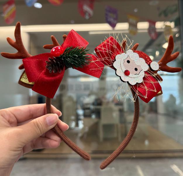 Mori Style Christmas Reindeer Antler Headband for Women & Children - Festive Hair Accessory