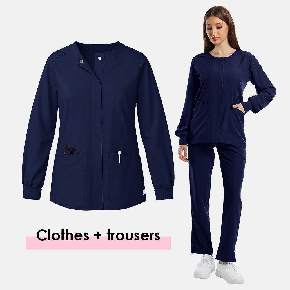 

Women s Long Sleeve Stretch Scrub Set - Washable Nurse or Doctor Uniform S темно-синього кольору