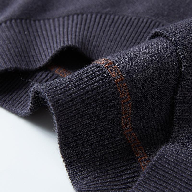 Men's Luxury Wool Sweater - Autumn/Winter Warm Casual Knit Shirt with Velvet Collar