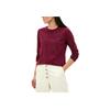 T-shirt da donna a maniche lunghe con scollo rotondo in cotone con logo Pony piccolo ricamato Polo top 211757946-009