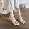 Beautiful One-word Thin Belt Open-toed Roman Shoes Women's 2025 New Super Foreign Style Holiday Style Fine Heel High Heel Sandals