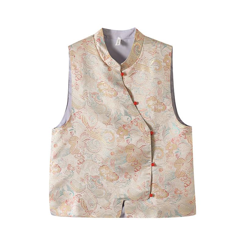 Fashion Temperament Brocade Butterfly Slanted Vest 2025 Spring and Summer New High-end Vest