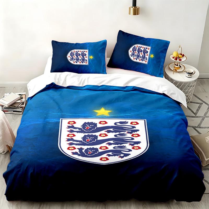 England Nationalmannschaft 3-teiliges Set Perfekt für das Schlafzimmer Bequemes Bettwäsche-Set enthält einen Bettbezug und zwei Kissenbezüge Ideal als Geburtstags- oder Ch