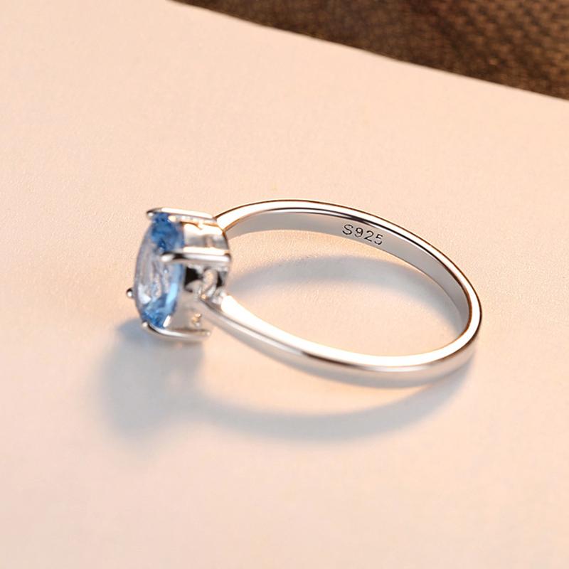 Inele femei Inel argint S925 albastru topaz piatra bijuterii moda inele
