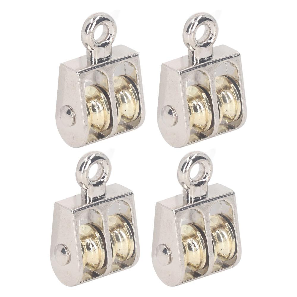 4pcs Stainless Steel Double Pulley Block 100KG Capacity Rope Pulley Block Cable Pulling