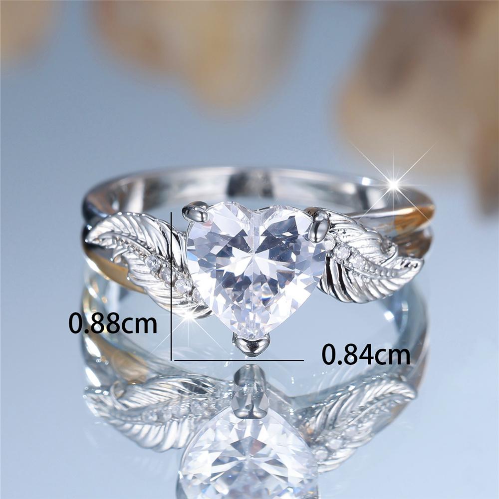 Luxury Female White Zircon Stone Heart Ring CopperColor Elegant Gift Wedding Jewelry For Women