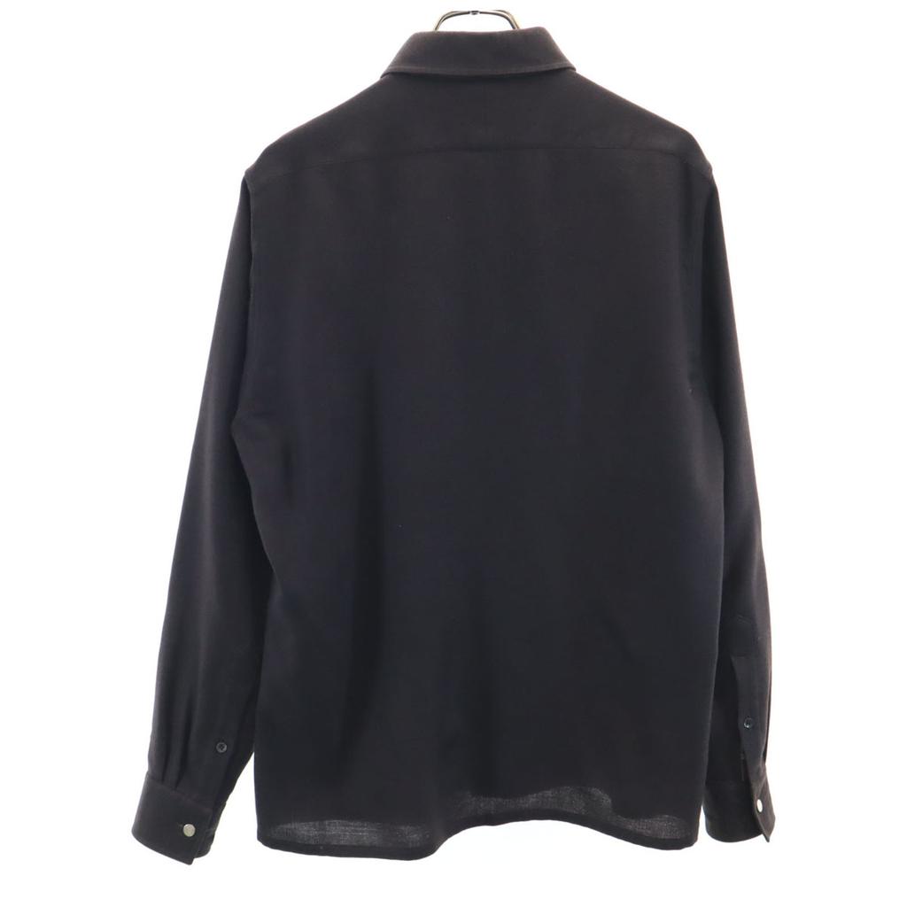 Hermes Made In France Long Sleeve Wool Shirt 42 Brown Men's Used