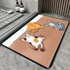 2D Flat Funny Climbing Cats Cartoon Flannel Bath Mat Non Slip Cute Pet Lover Rug For Bathroom Shower Floor Decor