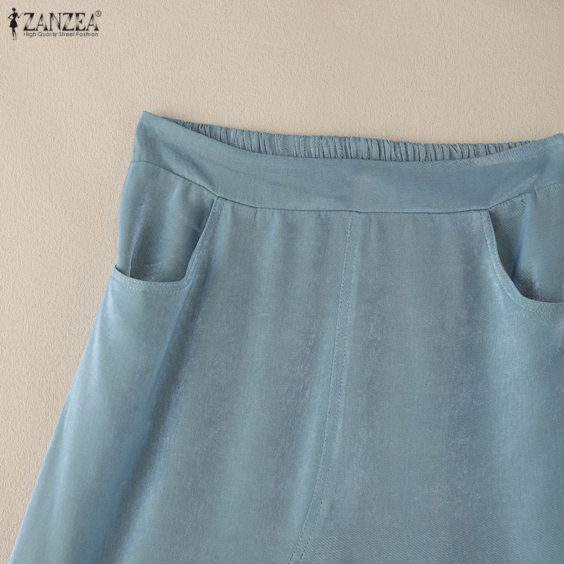 ZANZEA Women Casual Splice Ruffles Loose Long Skirts