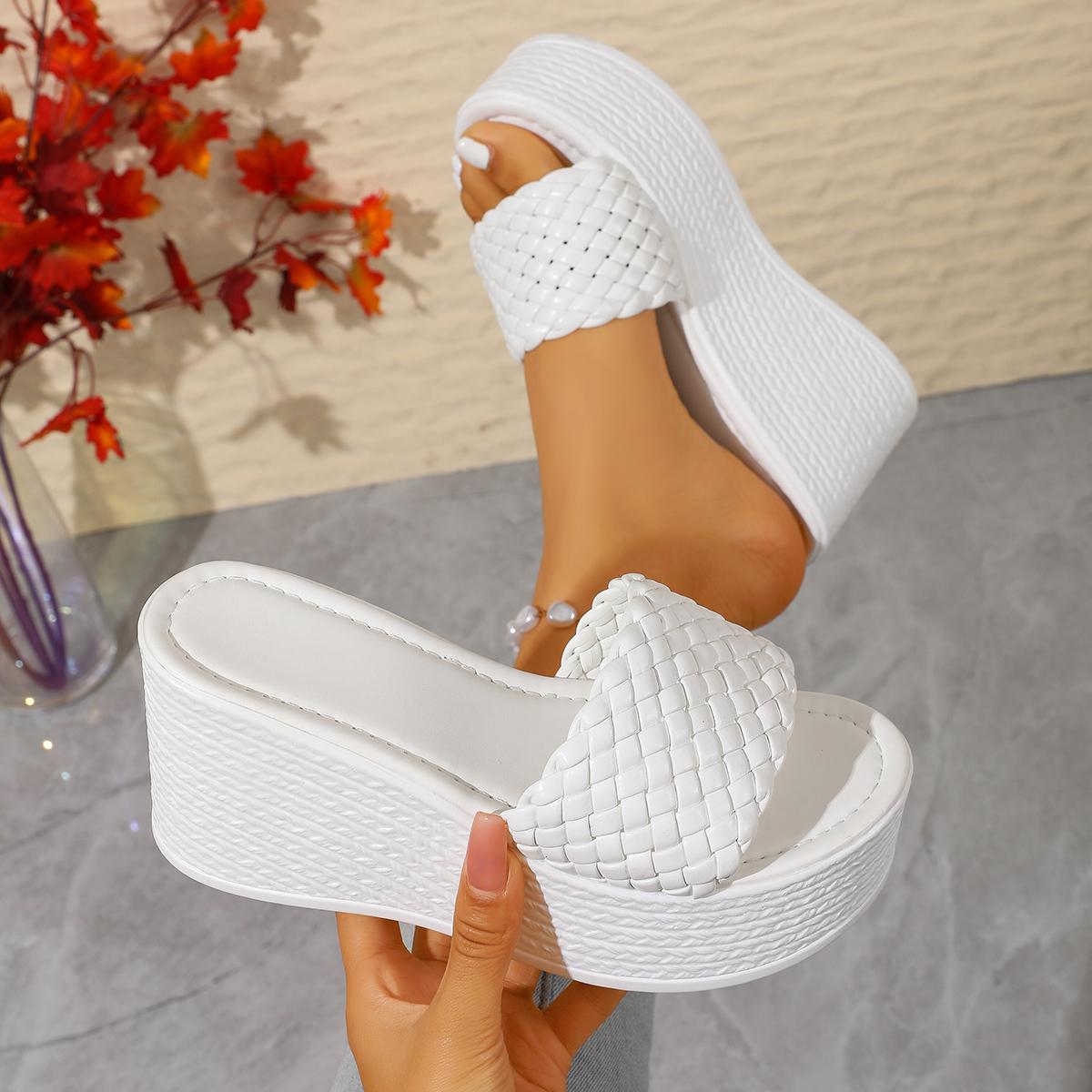 Women s Platform Slippers Designer Braided Wedge Sandals Ultra High Heel Slippers Women s Summer Women s Shoes Beach Sandals 35