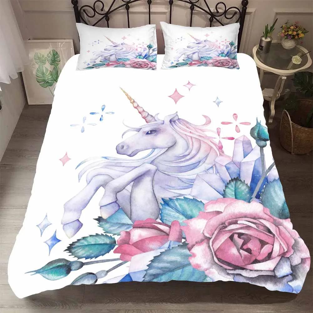 Bedclothes King Queen Size 3d Unicorn Bedding Set Luxury Princess Quilt Set Beding Pink Winter Bed Comforter Cute Cartoon Bed