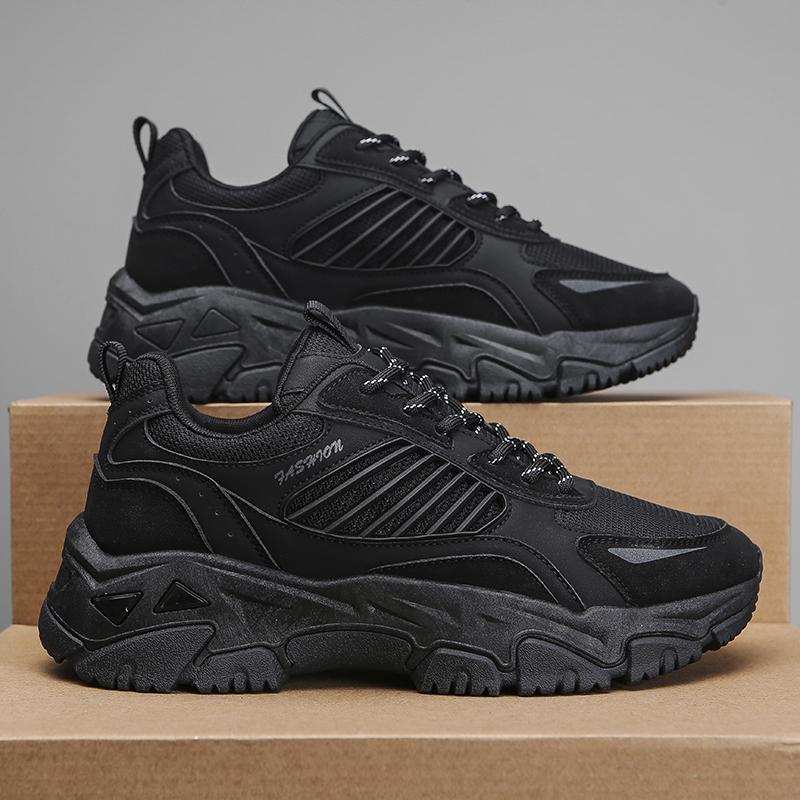 

Беговые теннисные нескользящие кроссовки Модные на шнуровке Удобные Мужские Мужские Кроссовки на платформе Большого размера Повседневная уличная спортивная обувь 45 чёрный