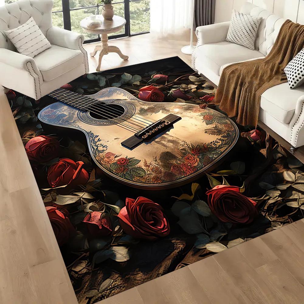 Electric Guitar In Flames Floor Mats for Living Room, Bedroom and Room Decoration Are Suitable for Gifts.