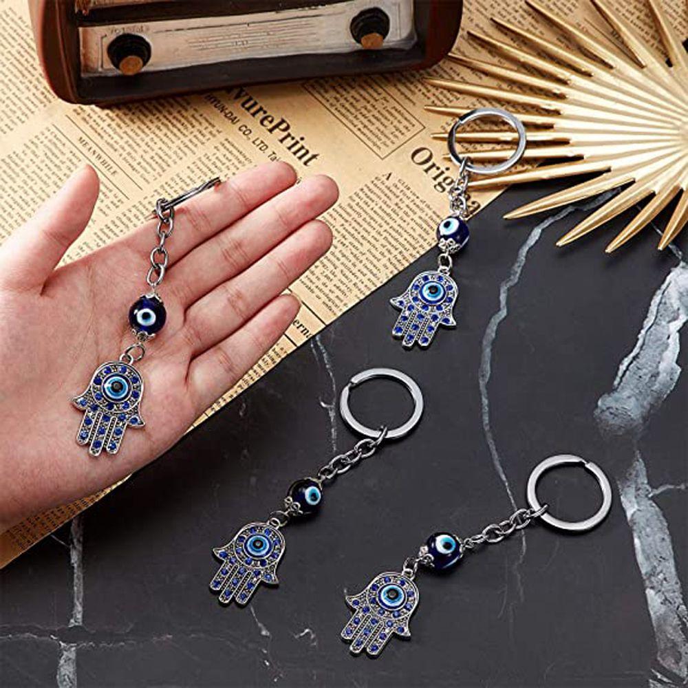Pendant Car Keyrings Blue Good Luck Key Holder Evil Eye Hamsa Keychain Protection Charm Fatima Hand
