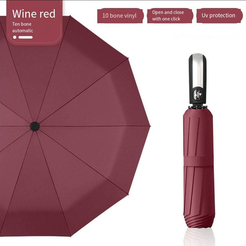 

Новый мужской деловой прочный и долговечный ветроустойчивый зонт от дождя и солнца, большой складной, с защитой от УФ-лучей, зонты с защитой от обратного складывания. Aluminum&10K красный