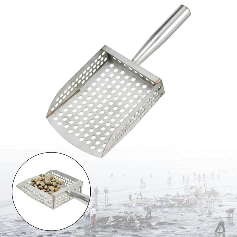 Sand Scoop Handheld Comfortable Handle Digging Sieve Sand Sifter Shovel Metal for Metal Detecting Beach Underwater Seaside Clams